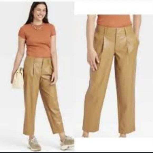 A New Day Faux Leather Carmel .Straight Leg Pants New Size‎ 8 - Picture 11 of 11